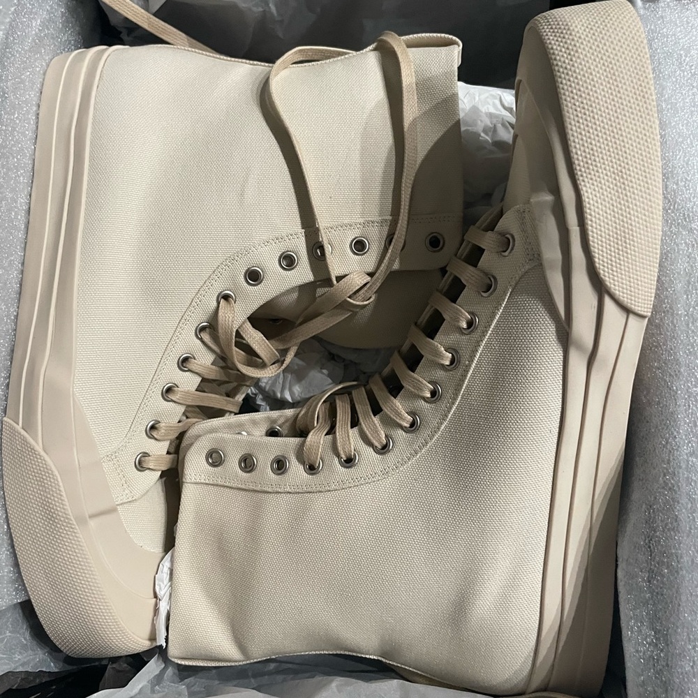 Bottega Veneta Cream High-Top Canvas Sneakers